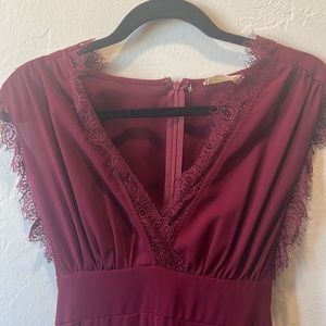 Maroon Lace Maxi Dress